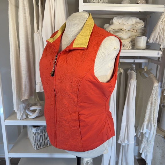 Coldwater Creek women's sz. large quilted vest beaded zip. fun whimsical #2187 - Picture 4 of 12